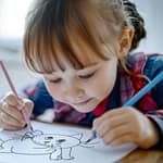 Cute Girl with Pencil and Cat Sketch